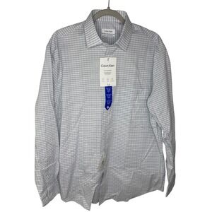 Calvin Klein Tech Active Stretch Wrinkle Resistant Plaid Dress Shirt Men Large
